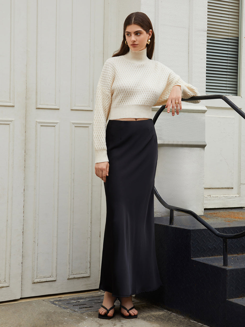 Open-Back Tie Knit Sweater
