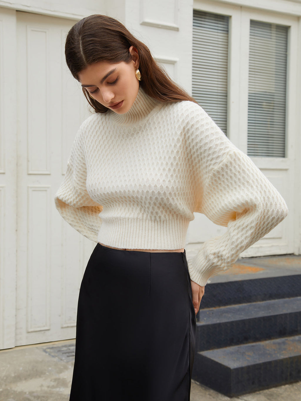 Open-Back Tie Knit Sweater