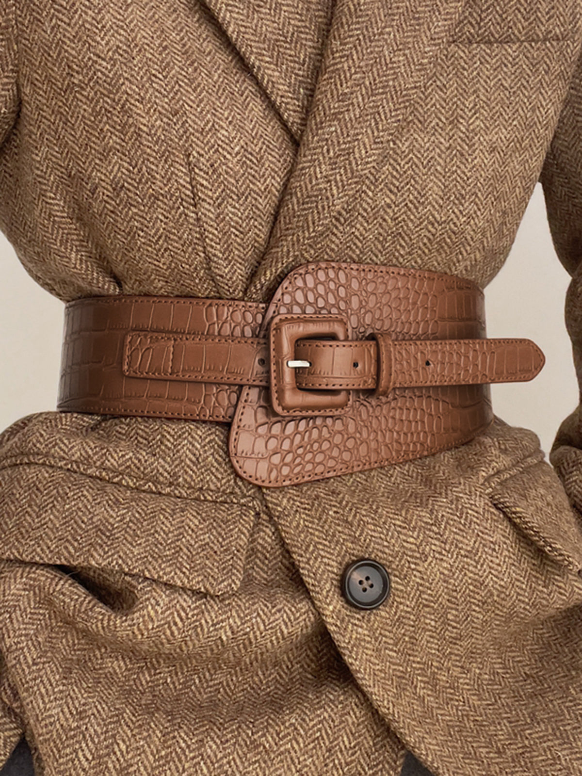 Croc Embossed Waist Belt
