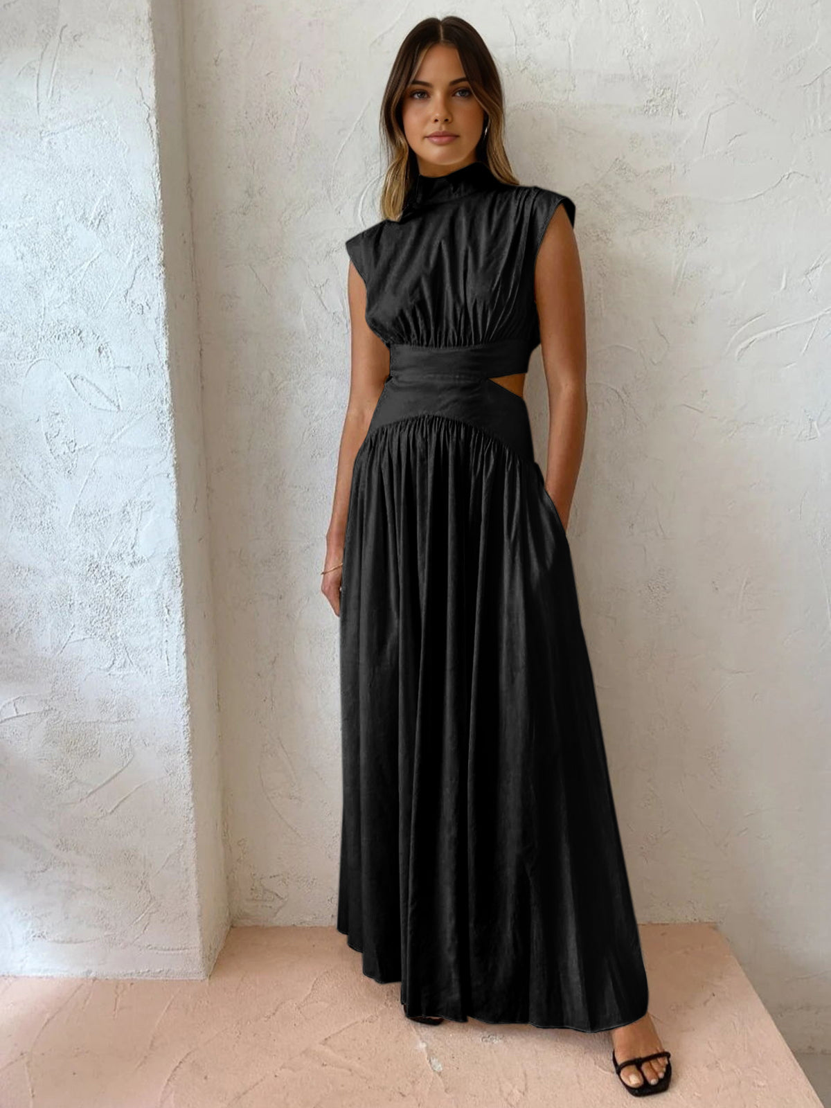 Sleeveless Cut Out Formal Occasion Maxi Dress