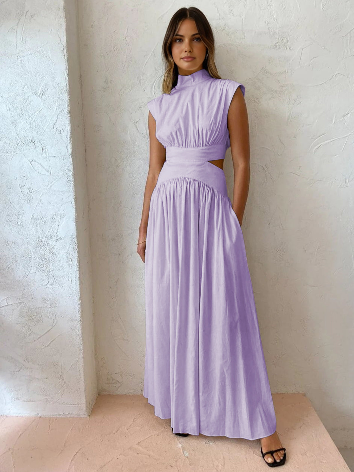 Sleeveless Cut Out Formal Occasion Maxi Dress