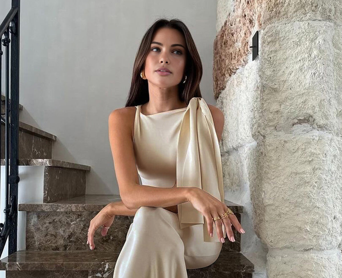 Knotted Shoulder Maxi Dress