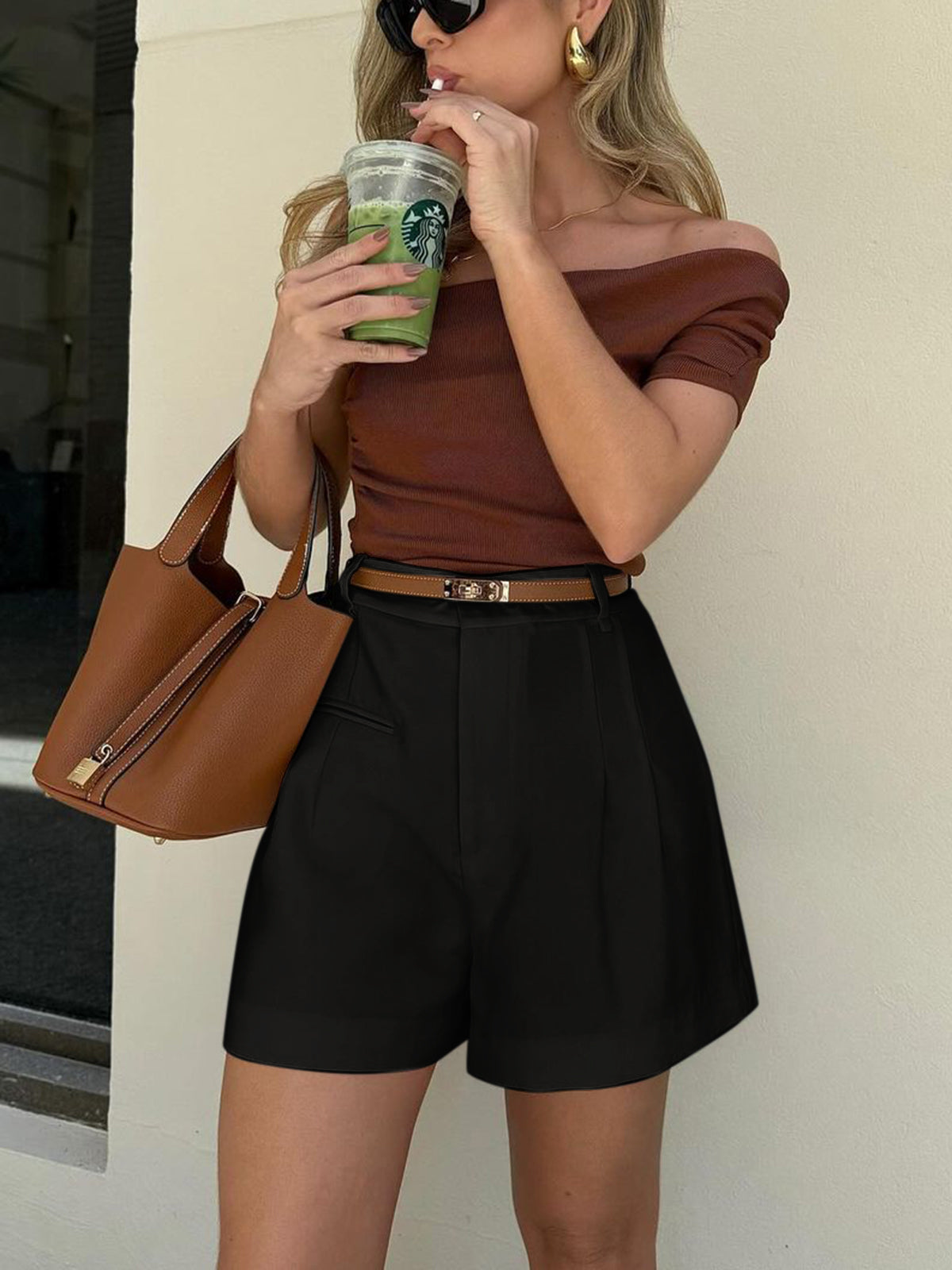 Tailored Mid-Waist Shorts