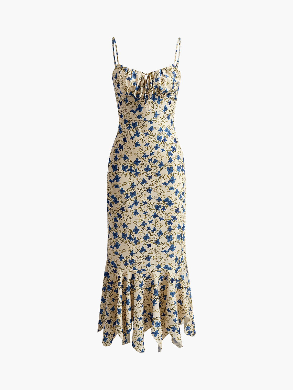 Floral Print Maxi Dress with Knotted Waist