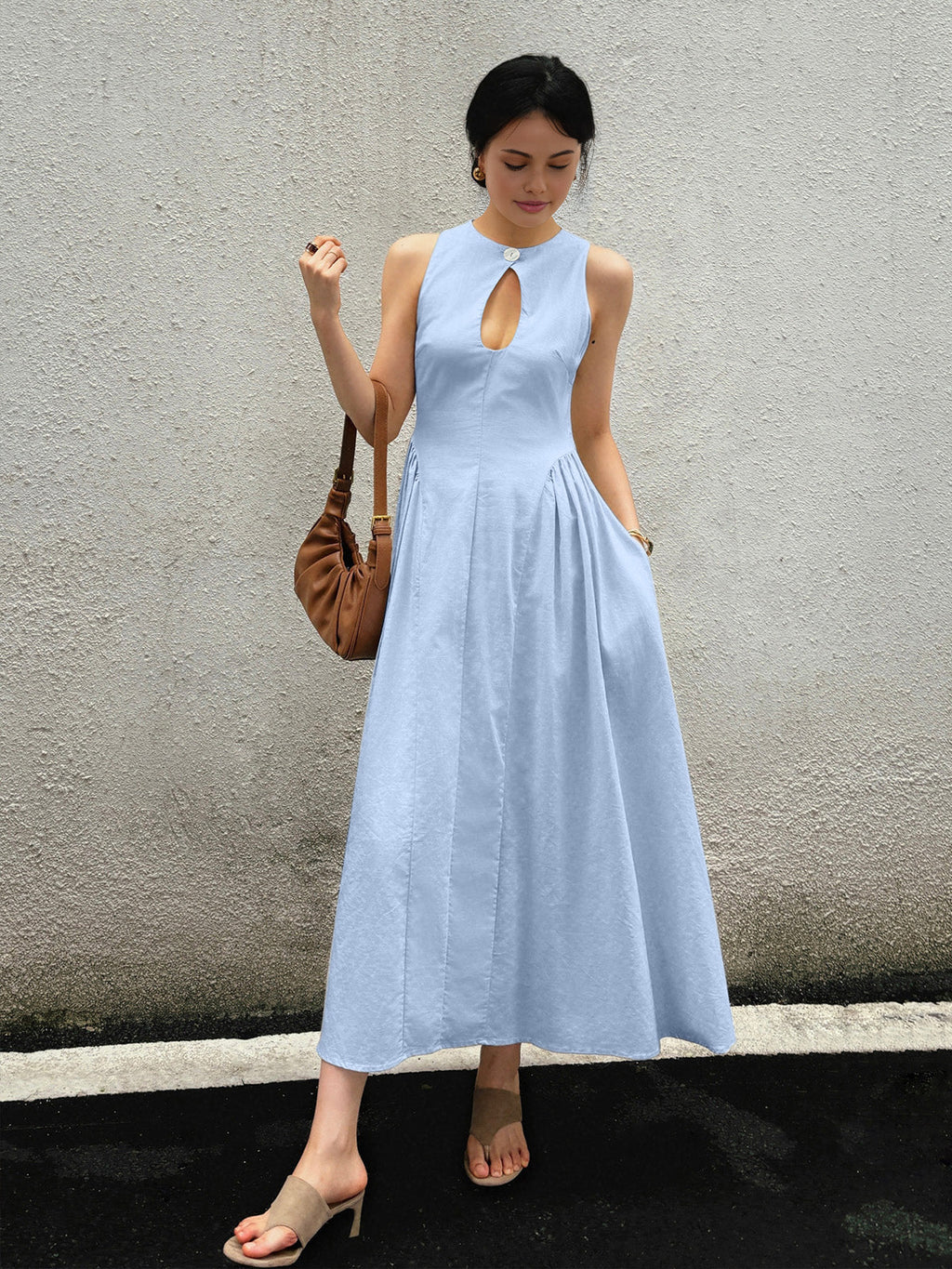 Sleeveless Keyhole Midi Dress