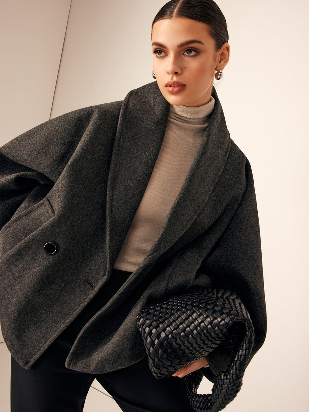 Short Shawl Collar Tweed Jacket