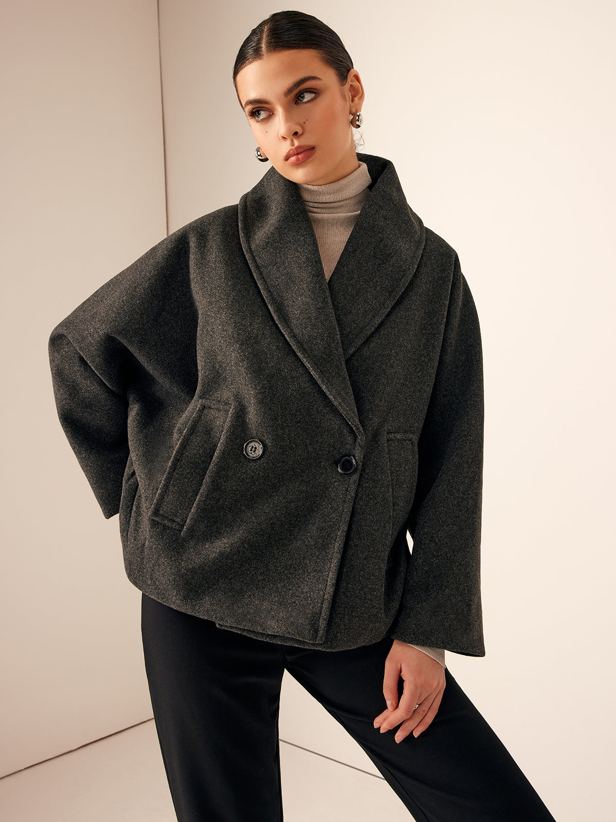Short Shawl Collar Tweed Jacket