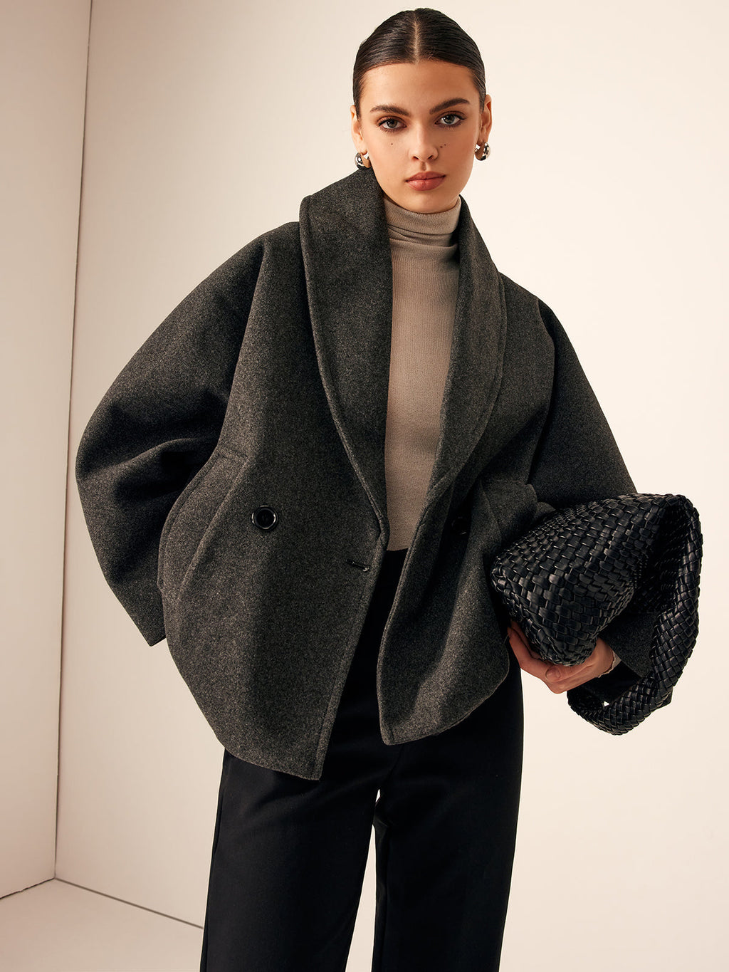 Short Shawl Collar Tweed Jacket