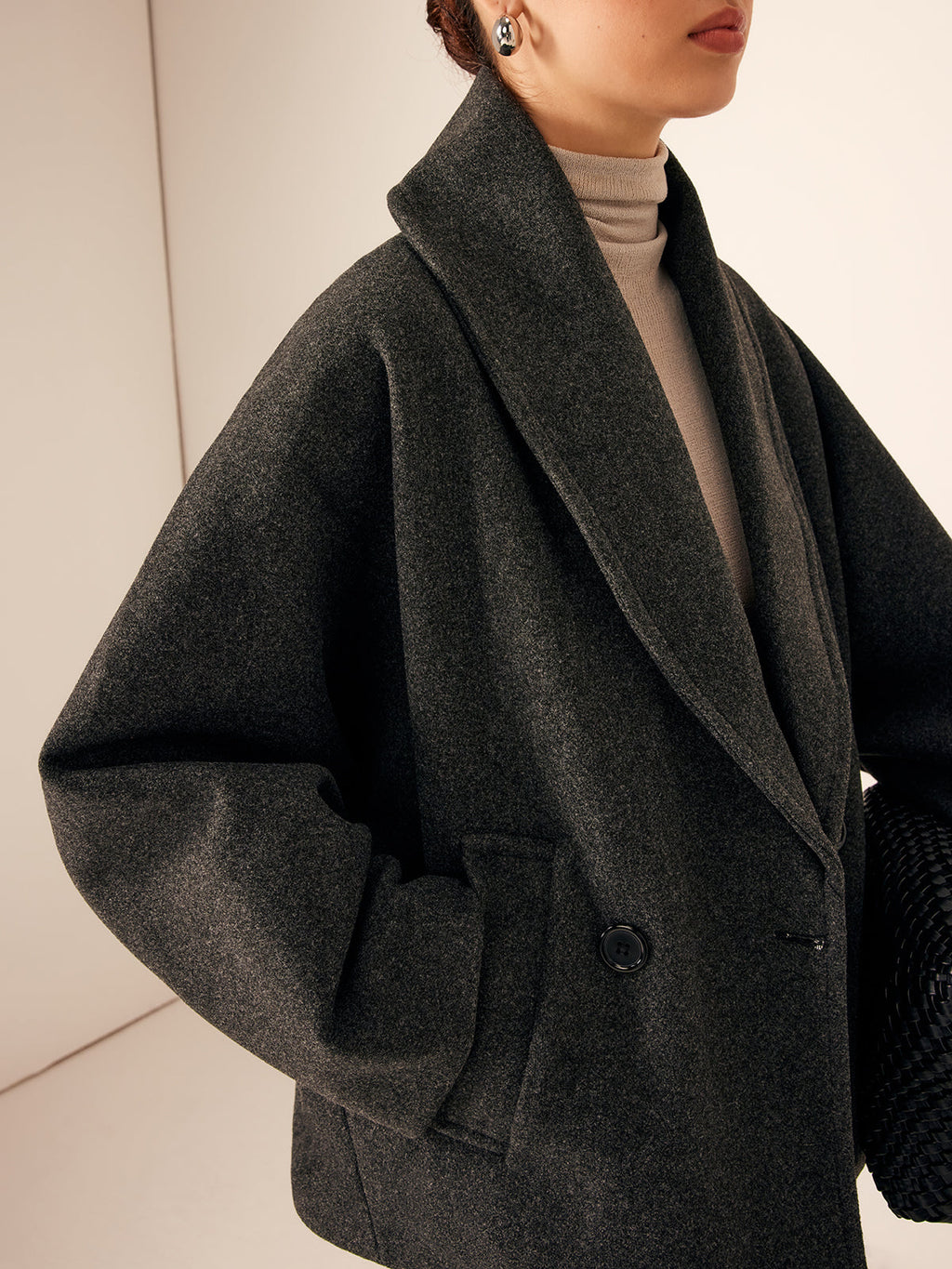 Short Shawl Collar Tweed Jacket