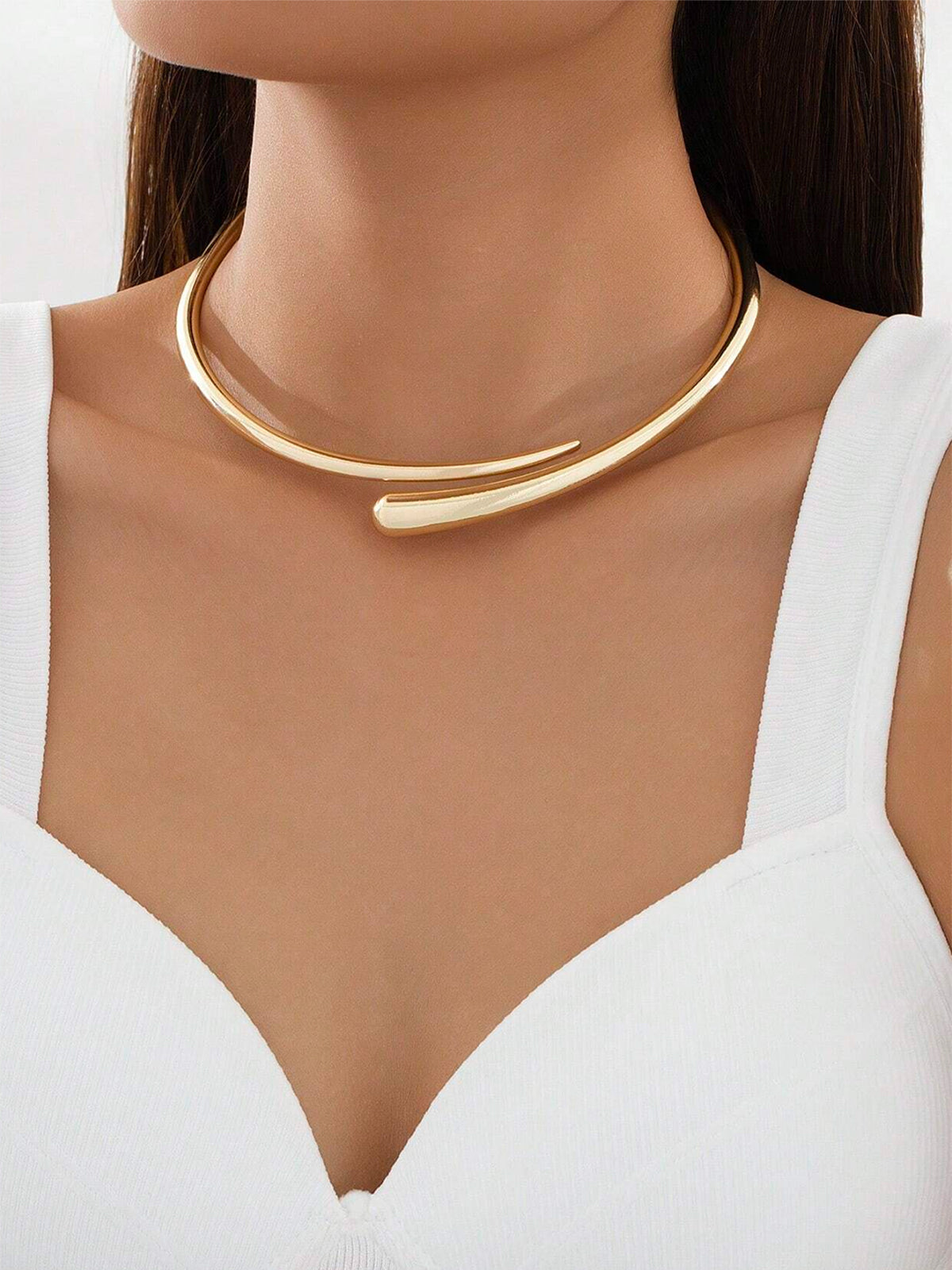 Sculptural Drop Choker Necklace