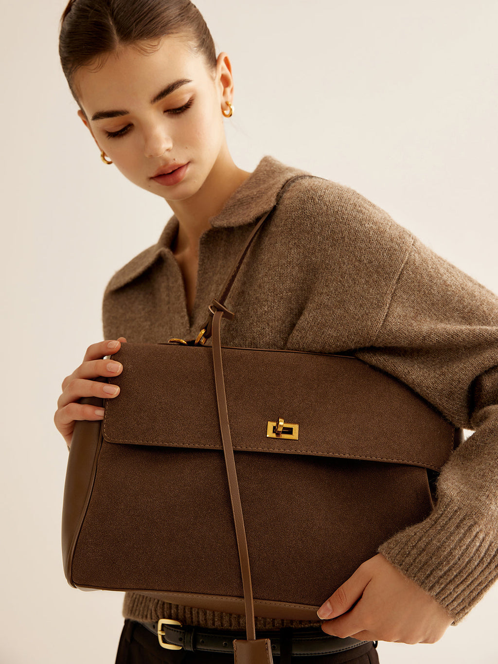 Structured Utility Large Capacity Flap Shoulder Bag