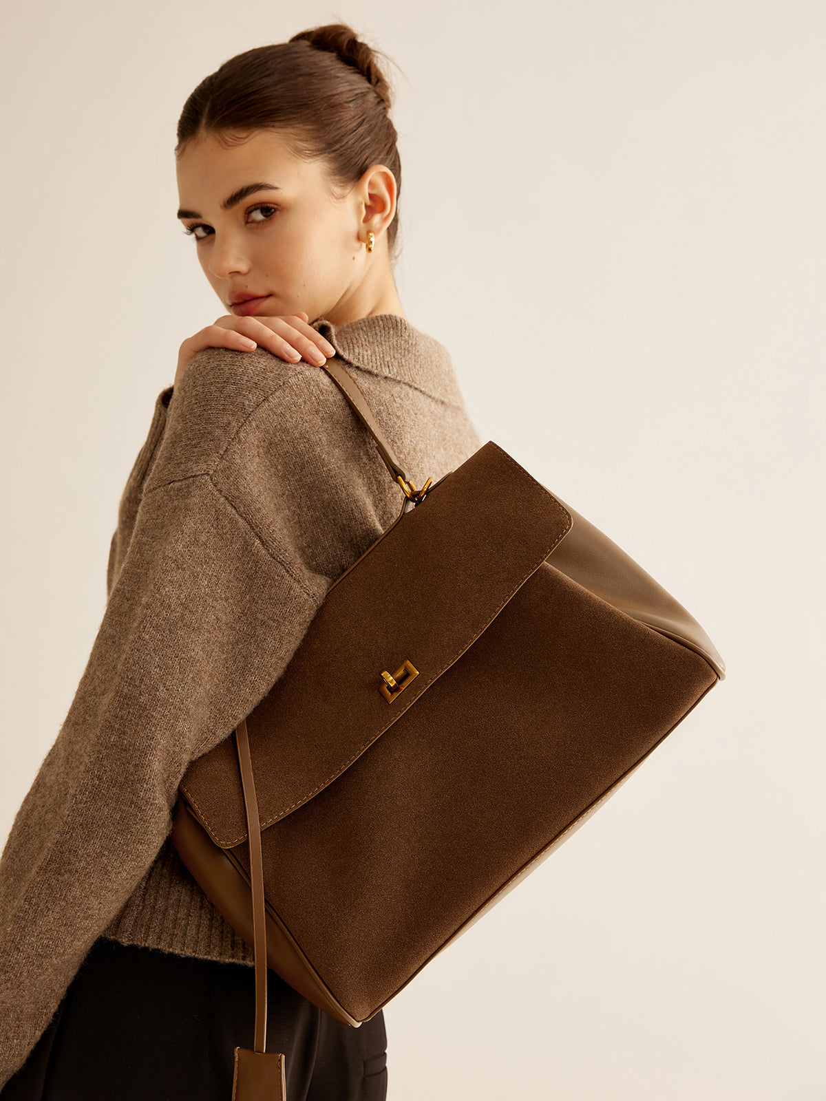 Structured Utility Large Capacity Flap Shoulder Bag