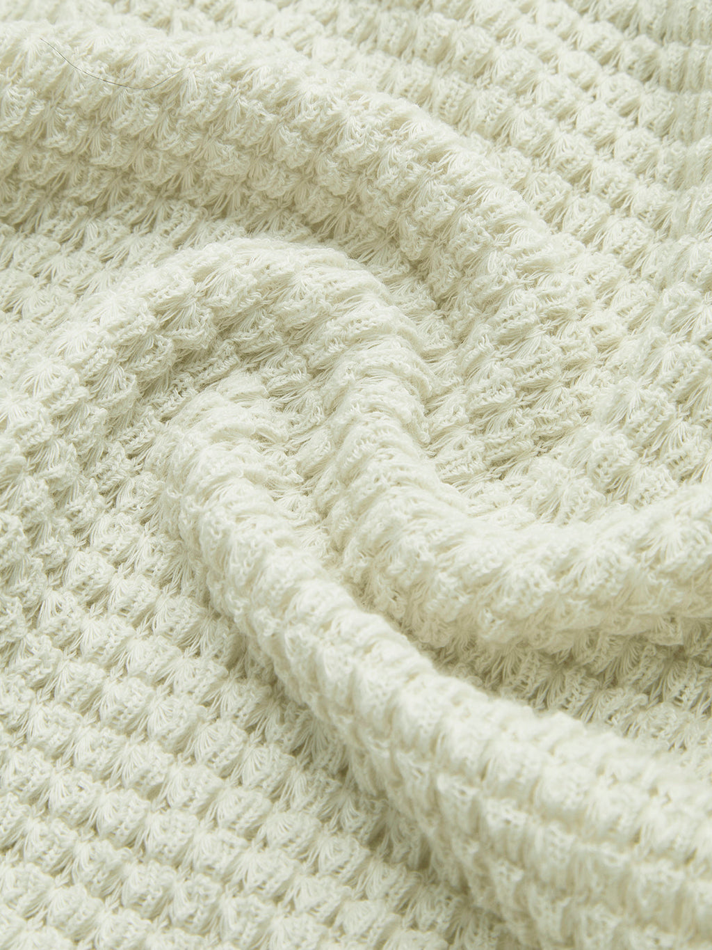 Fitted Waffle Knit Long Sleeve Top
