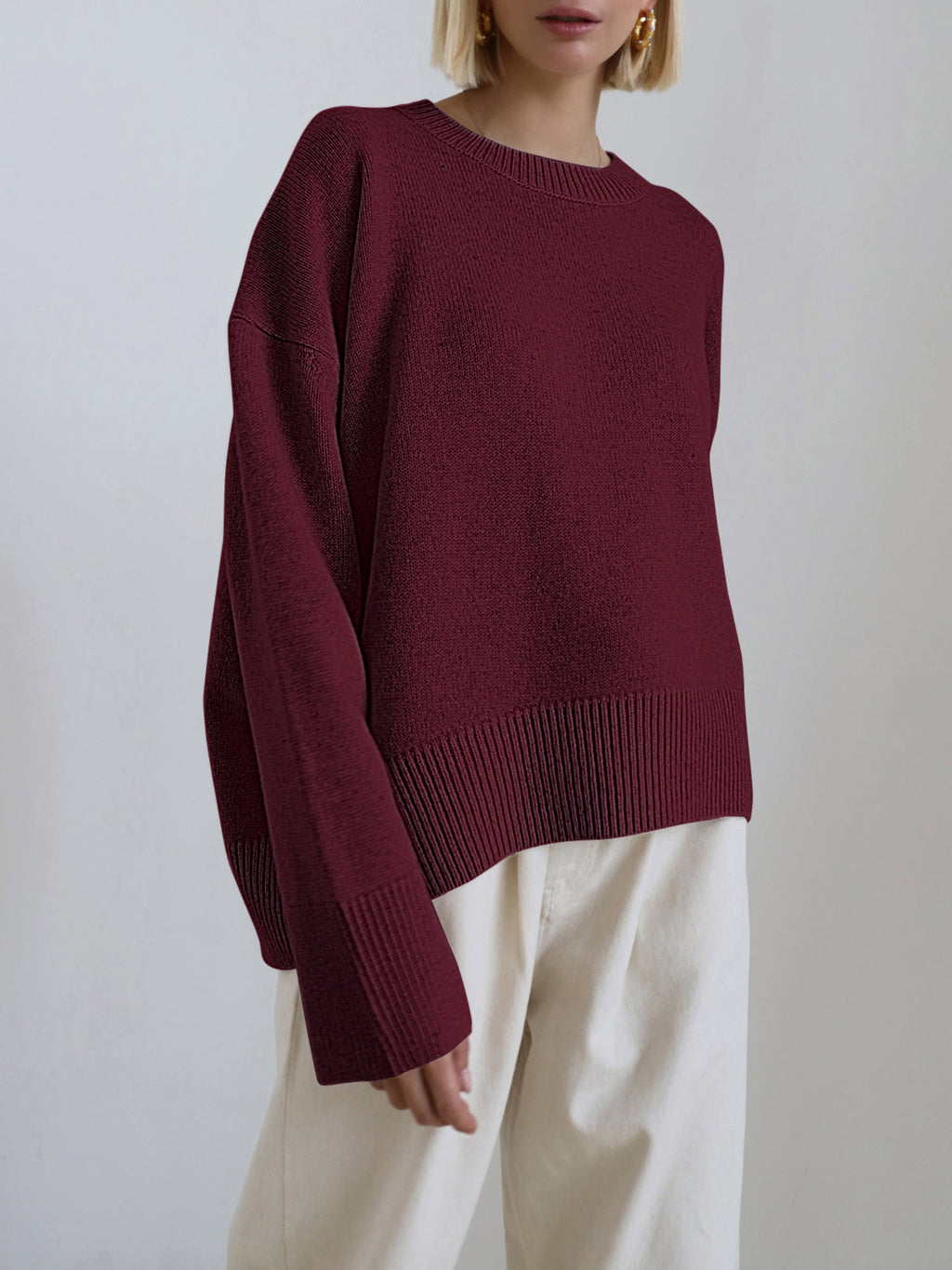 Women’s  Oversized Crewneck Knit Sweater