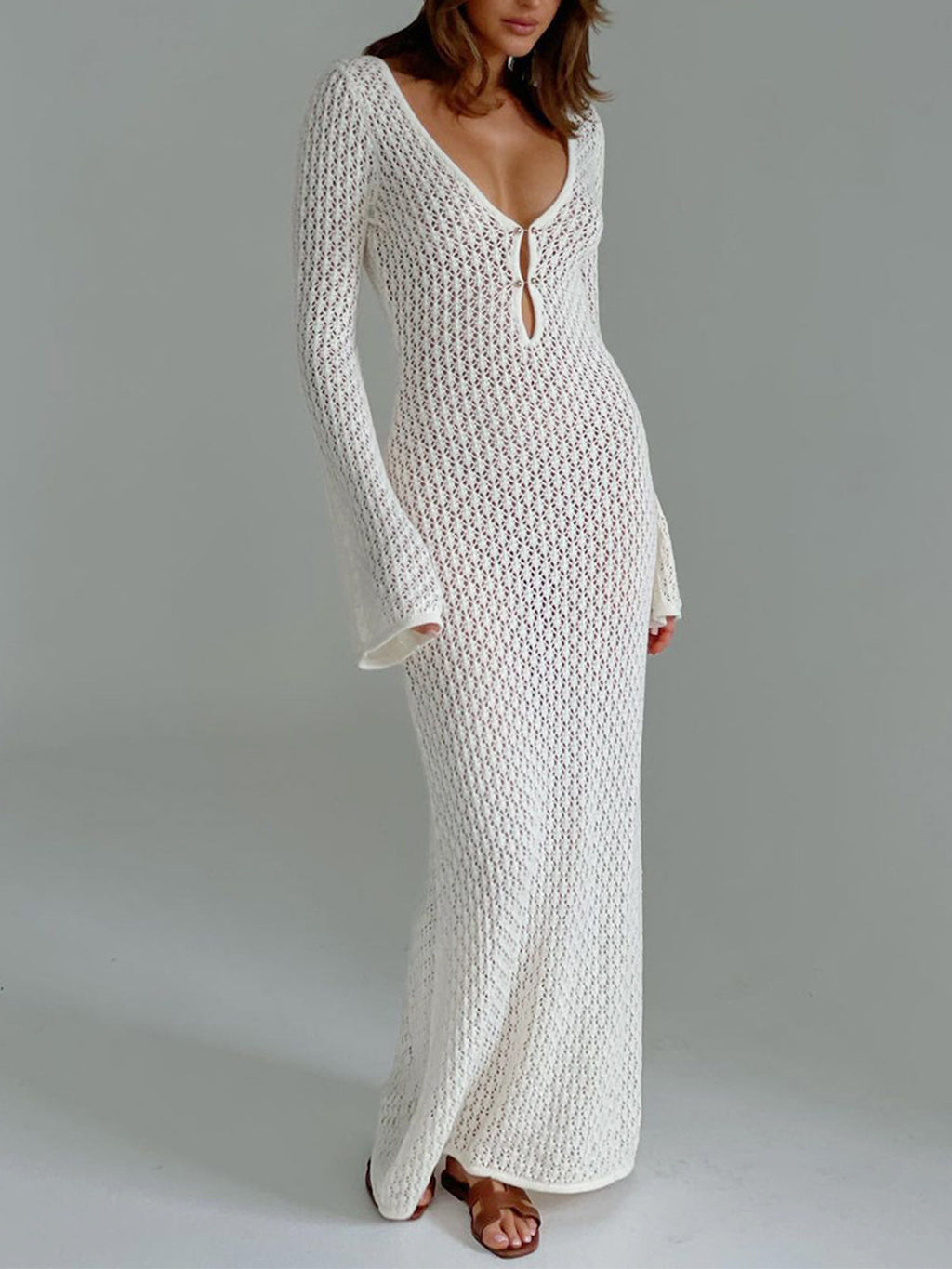 Open Back Knit Maxi Cover Up