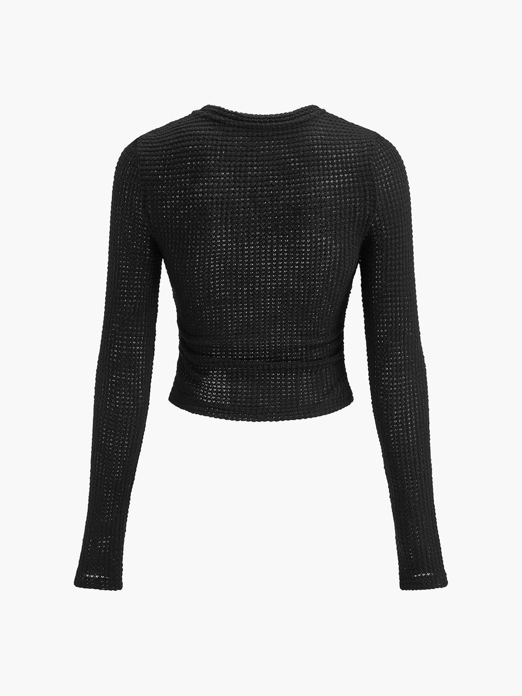 Fitted Waffle Knit Long Sleeve Top