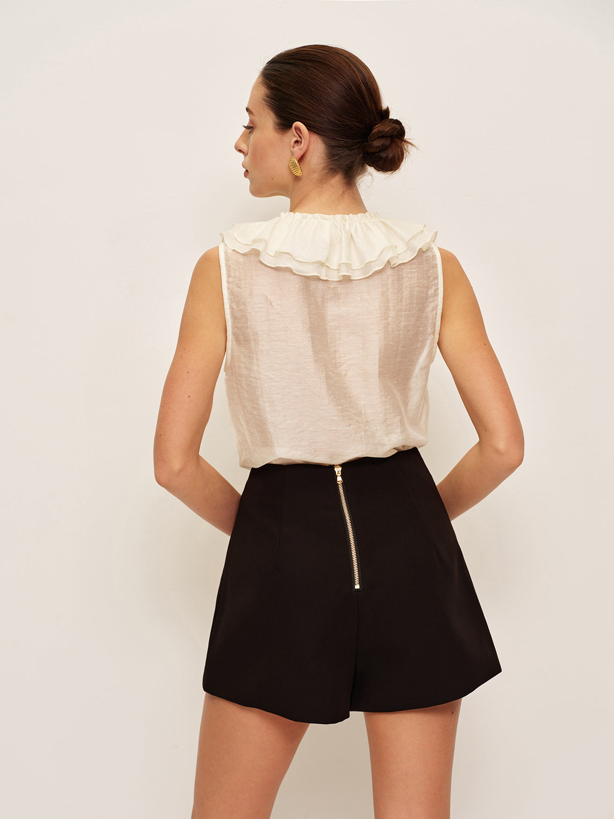 High-Waist Button Tailored Shorts