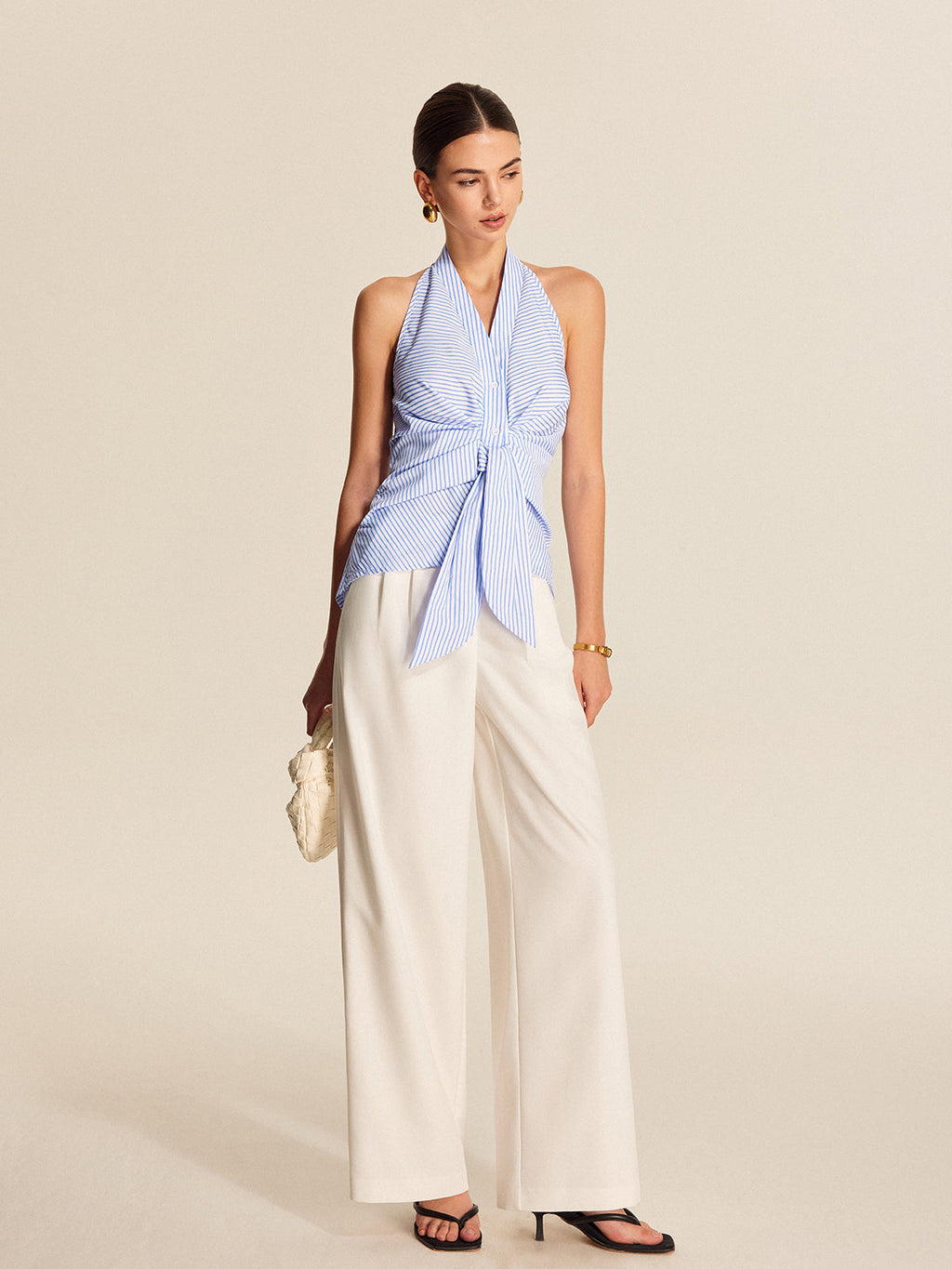 Women´s Striped Halter Tie Top