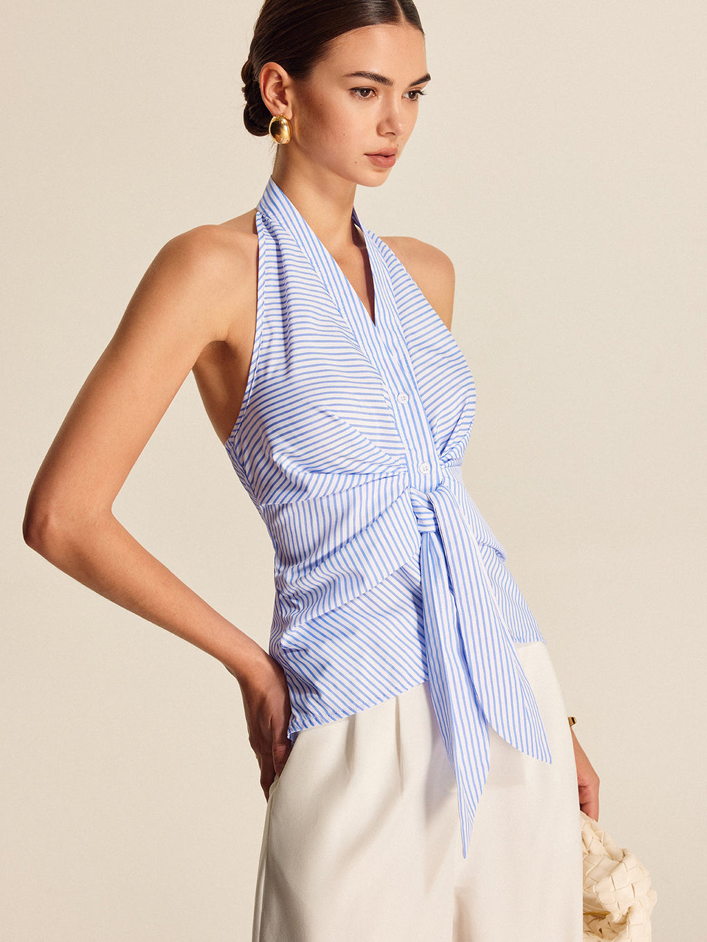 Women´s Striped Halter Tie Top