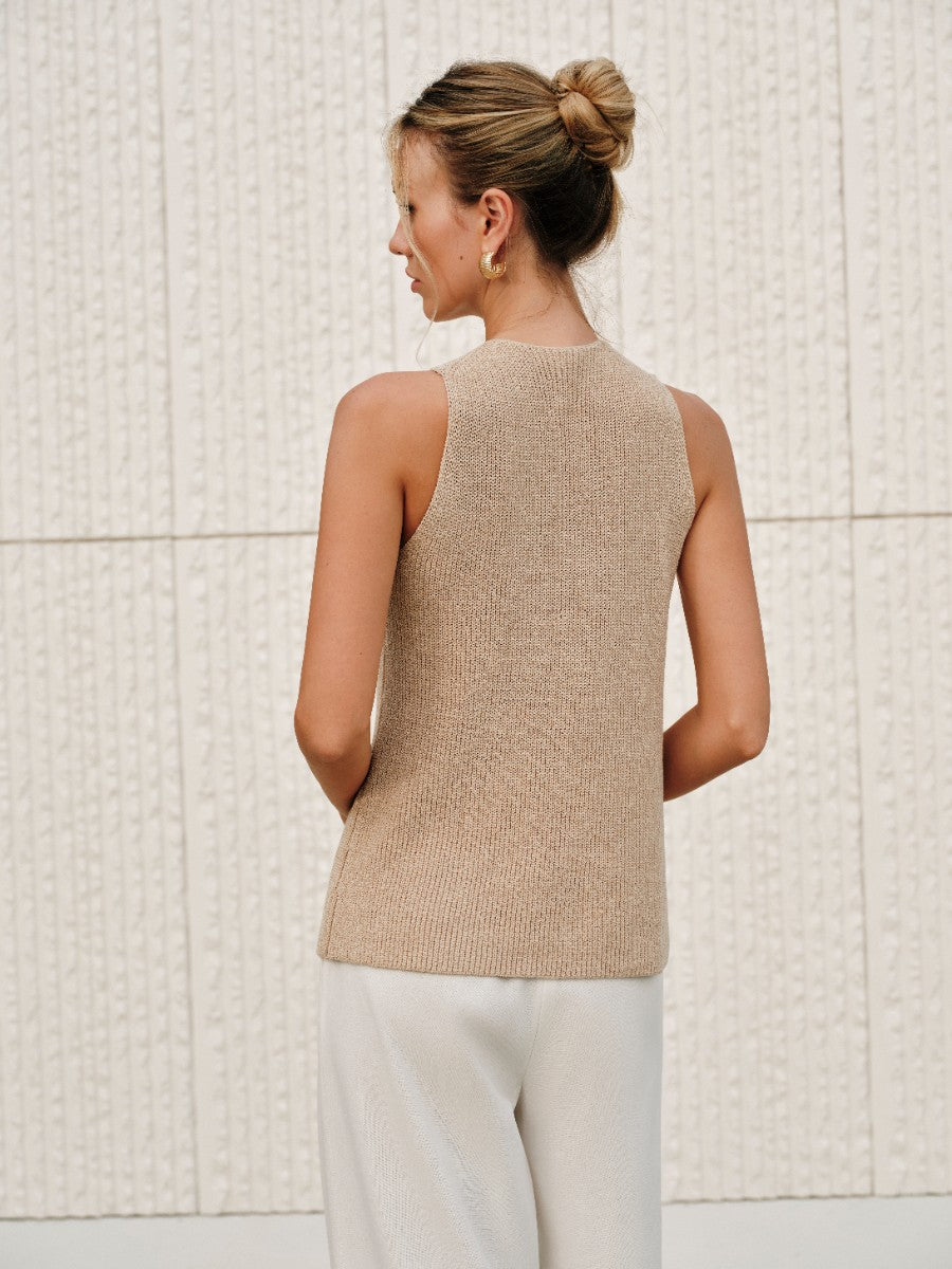 Cross Neck Knit Tank Top
