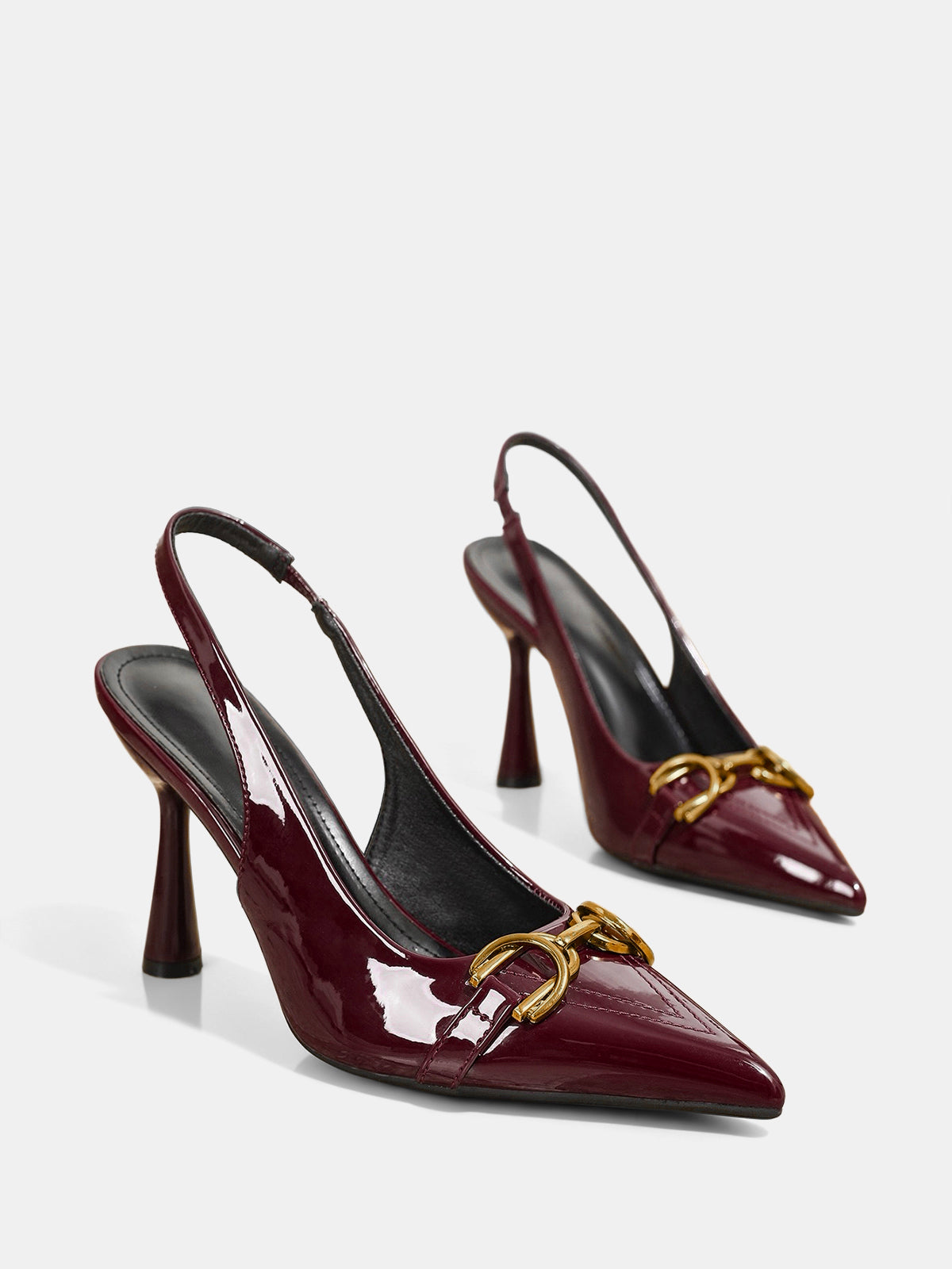 Patent Slingback Heels with Horsebit Detail