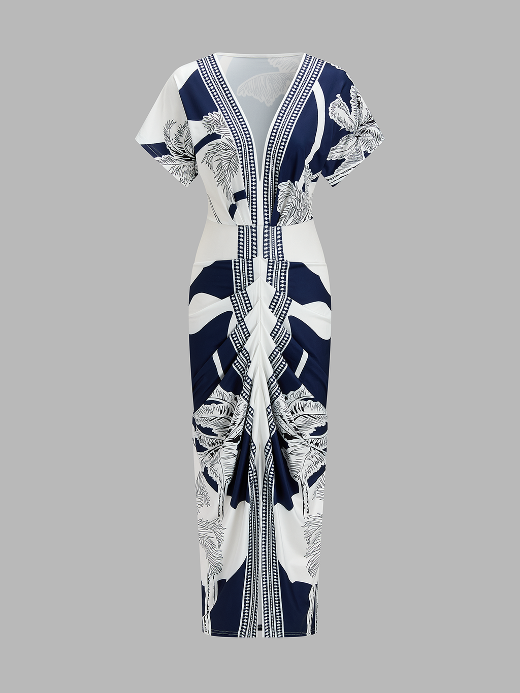 Printed V-Neck Midi Dress