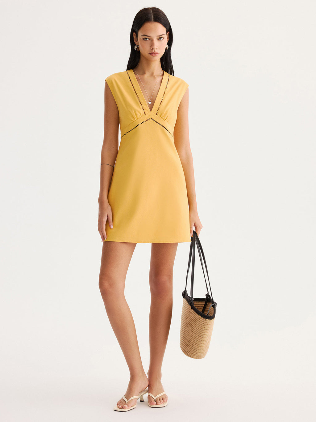 Sleeveless Linen-Blend Mini Dress