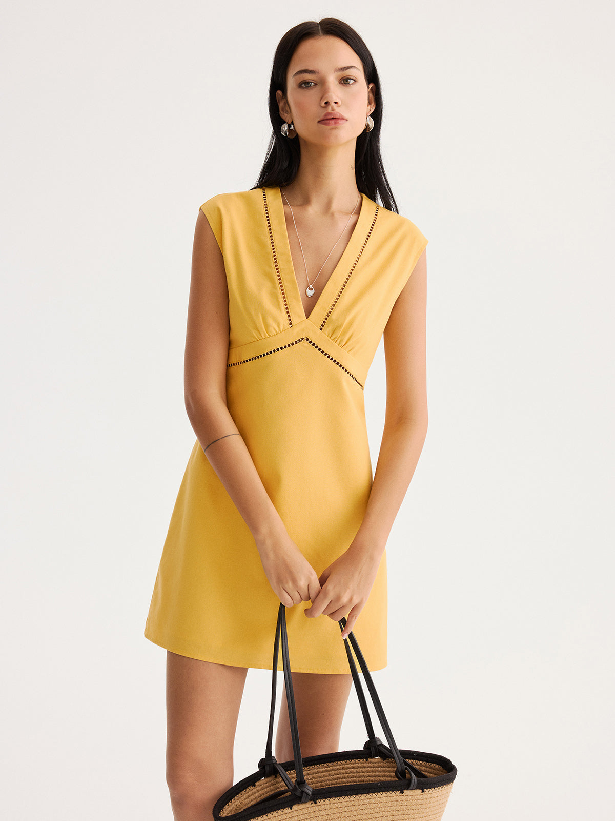 Sleeveless Linen-Blend Mini Dress
