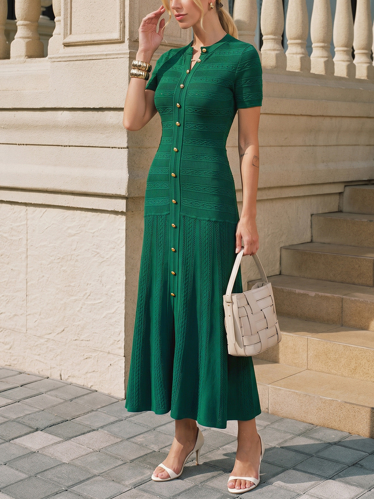 Short Sleeve Knit Midi Dress
