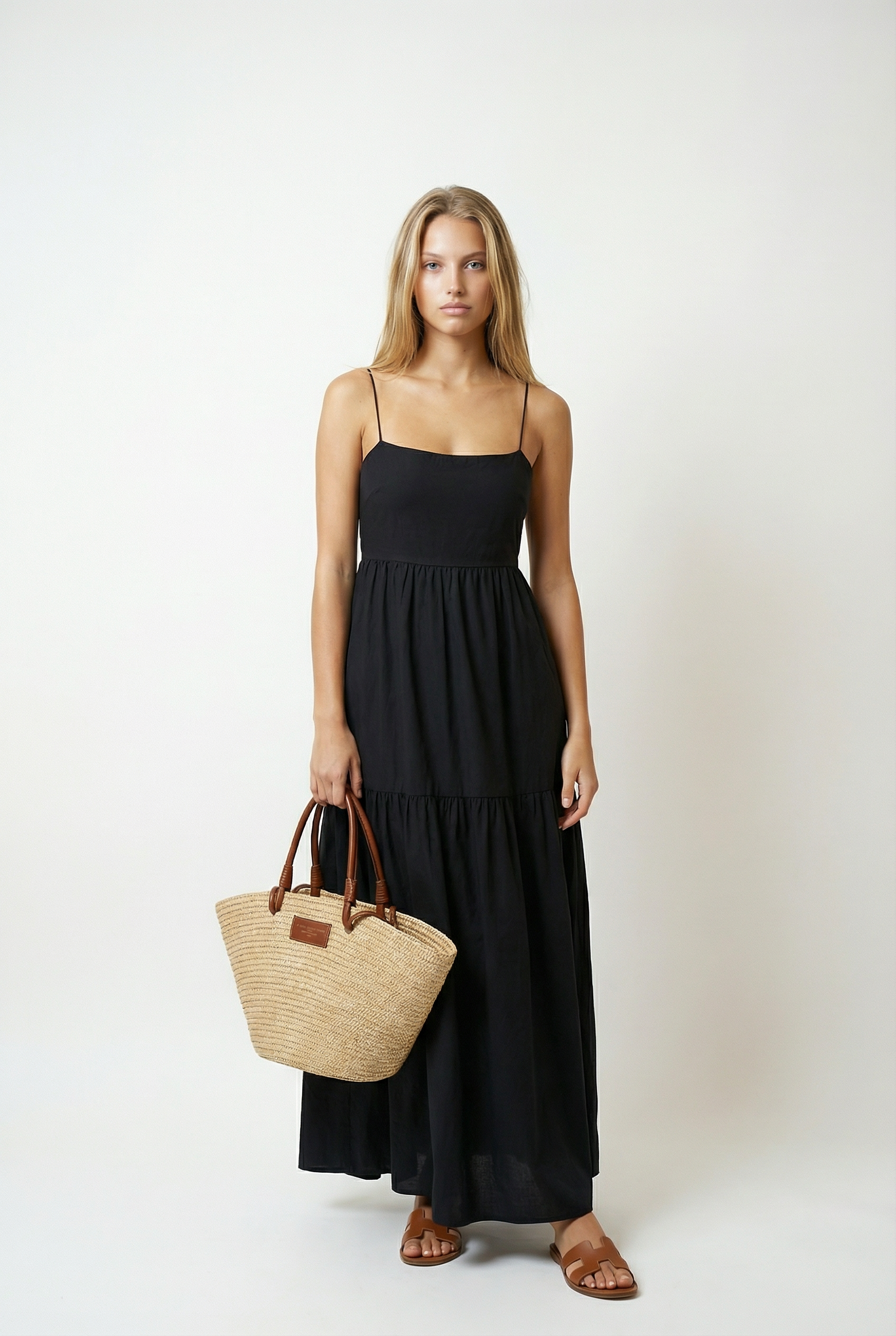 Backless Maxi Dress with Low Cut Front