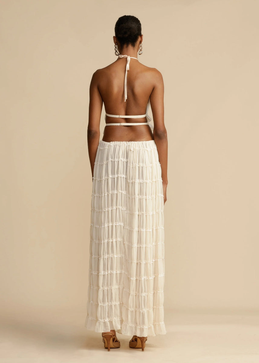Ruffled Halter Two Piece Summer Maxi Set
