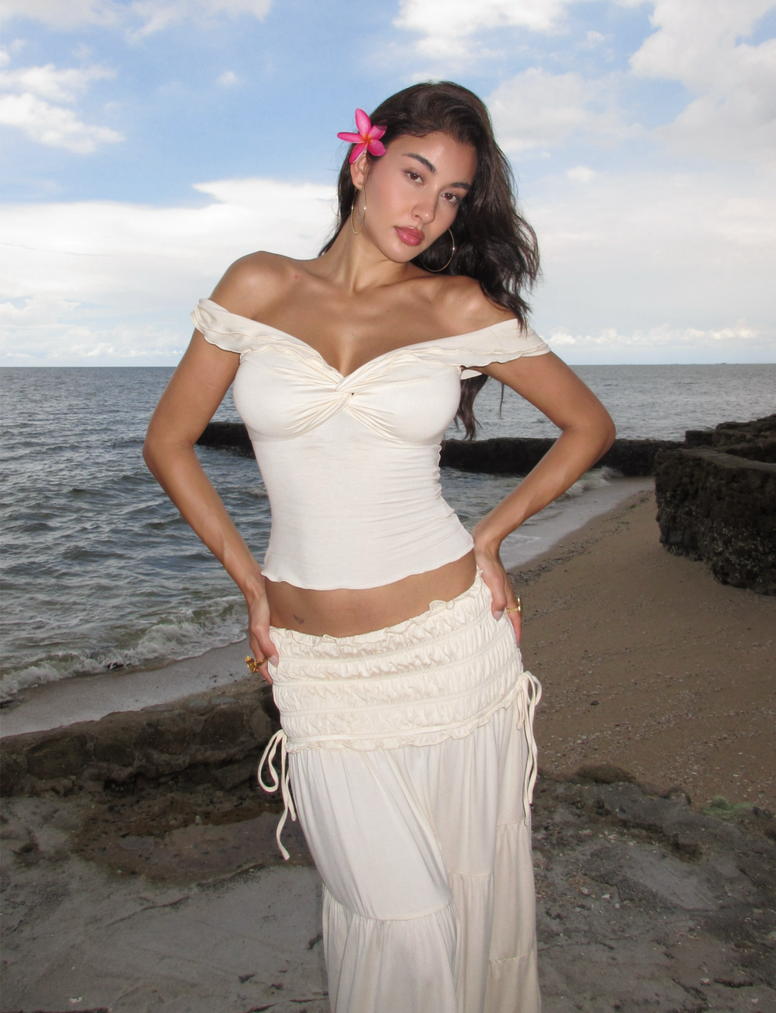 Off Shoulder Ruched Top