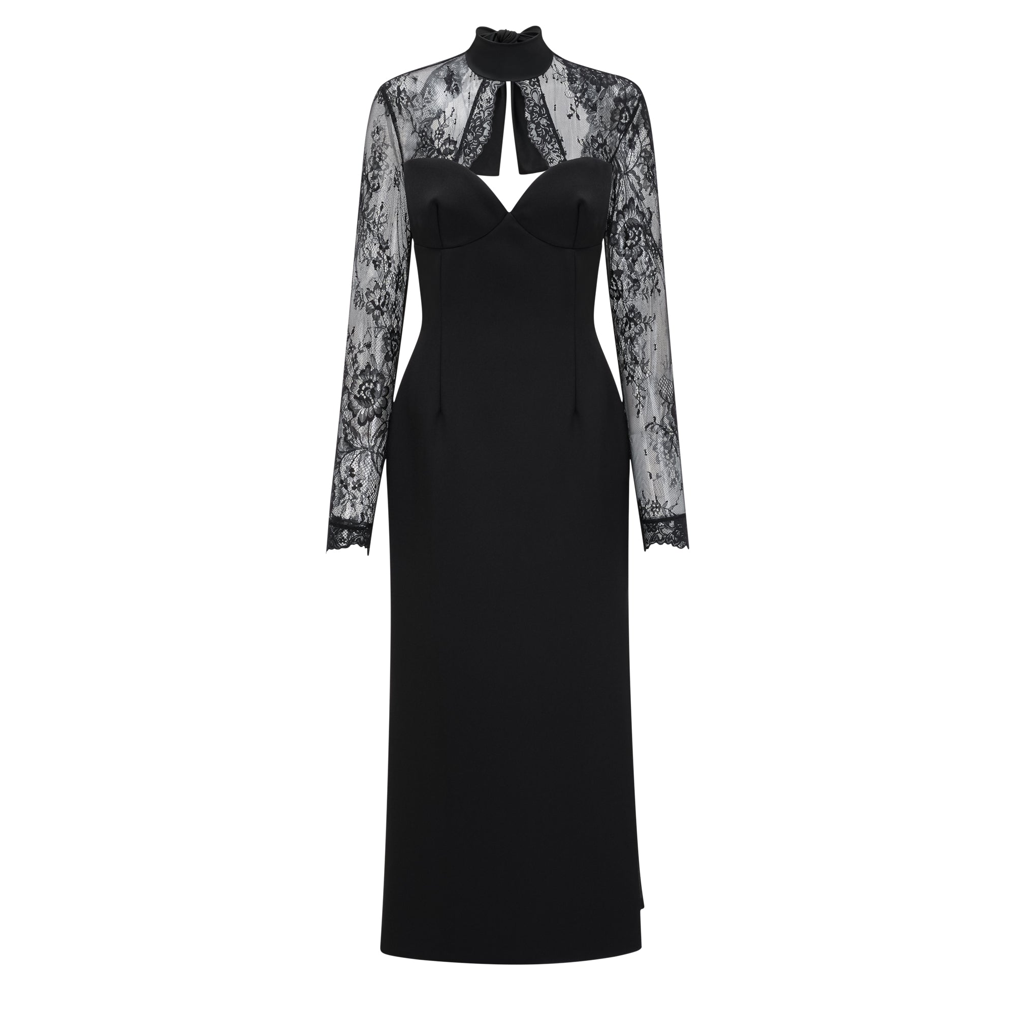 Lace Panel Cut-Out Maxi Dress