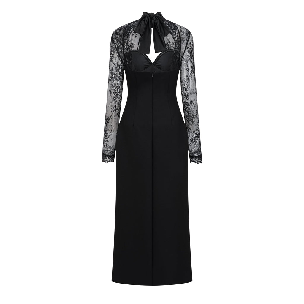 Lace Panel Cut-Out Maxi Dress