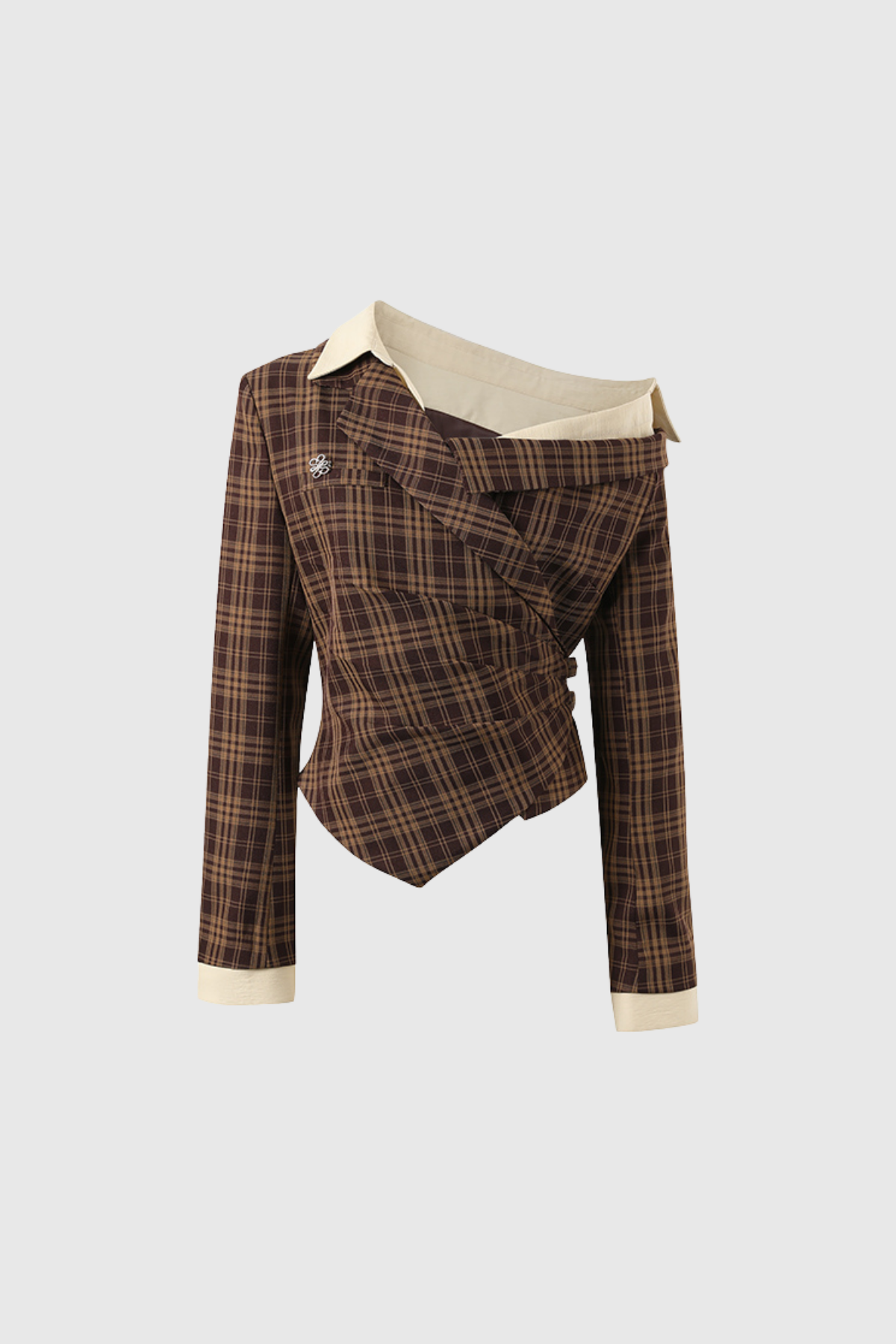 Grid One-Shoulder Top