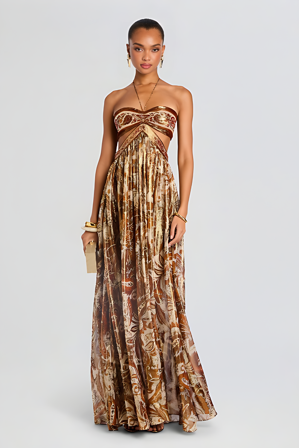 Paloma Patterned Maxi Dress with Flowy Silhouette