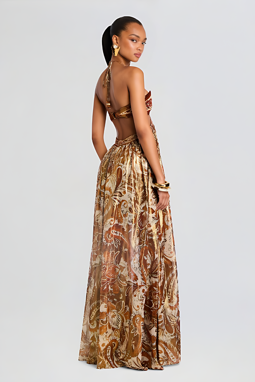 Paloma Patterned Maxi Dress with Flowy Silhouette
