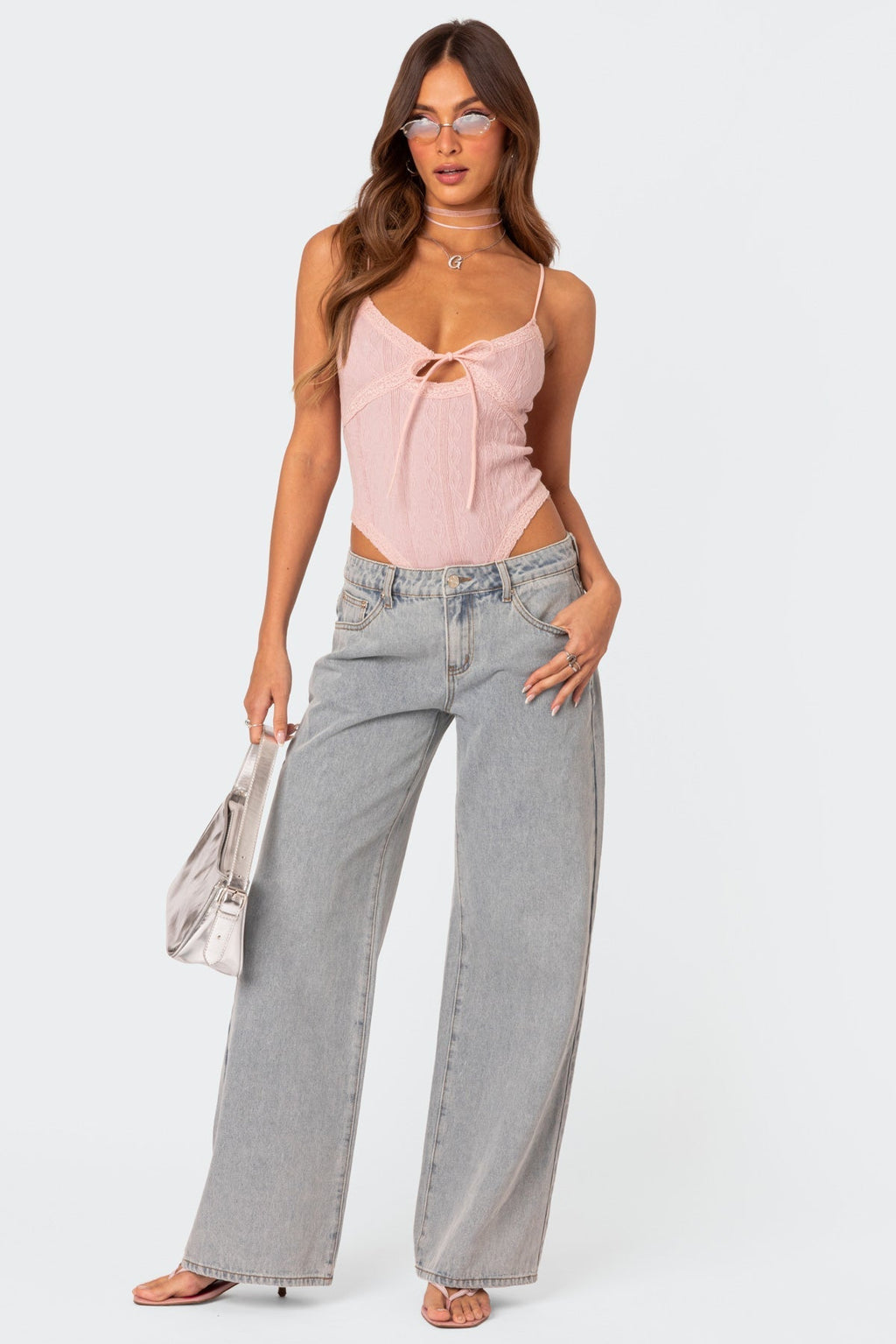 Bow Pocket Wide-Leg Jeans