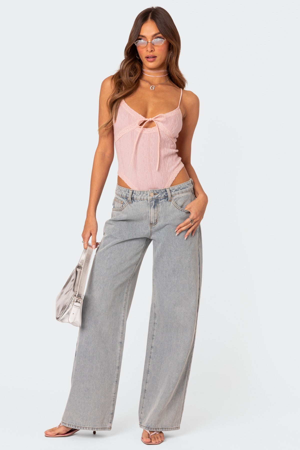 Bow Pocket Wide-Leg Jeans