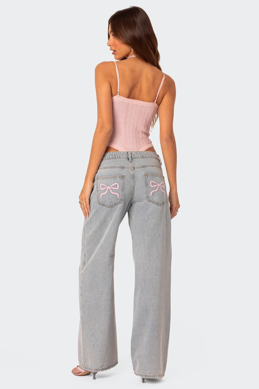 Bow Pocket Wide-Leg Jeans