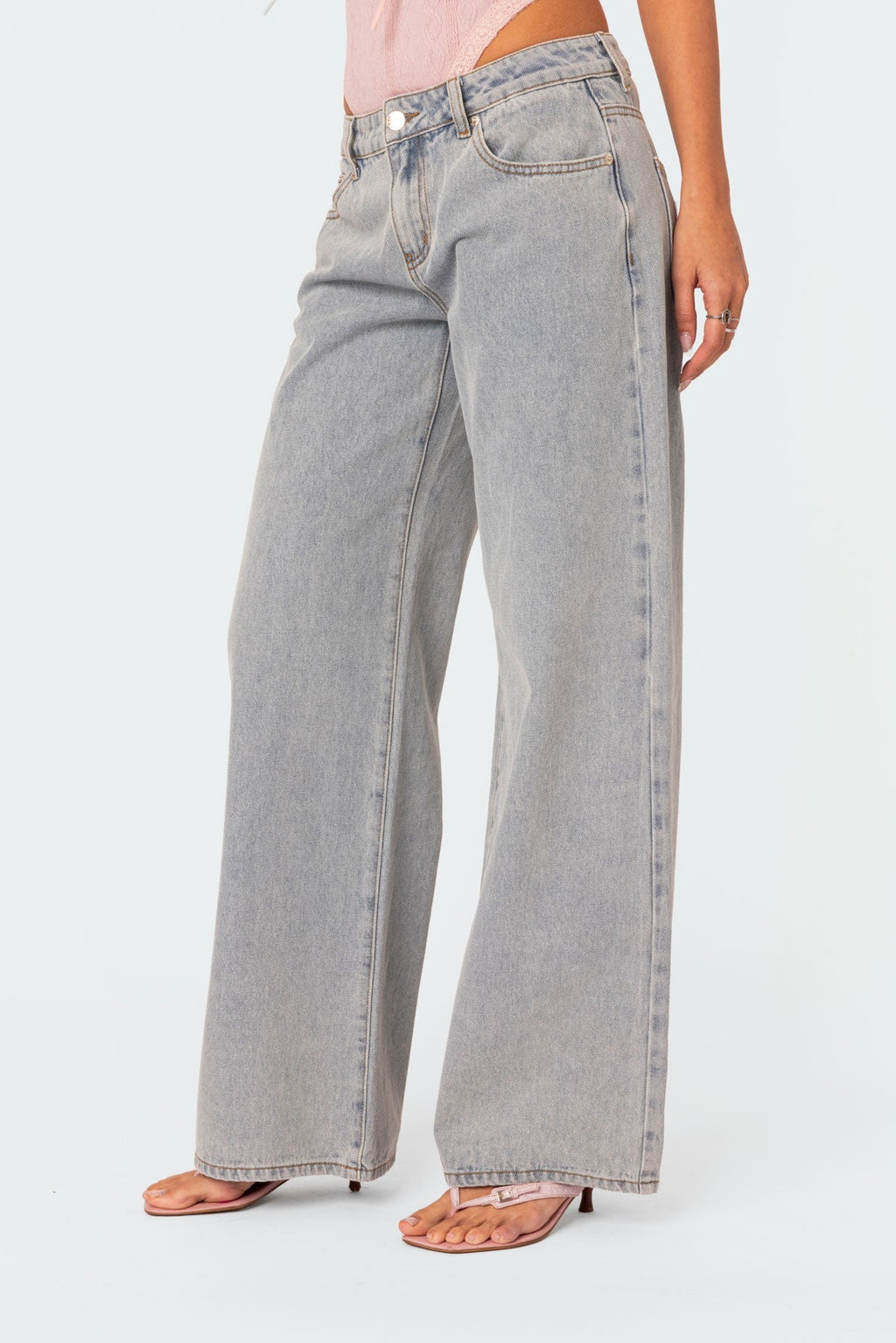 Bow Pocket Wide-Leg Jeans