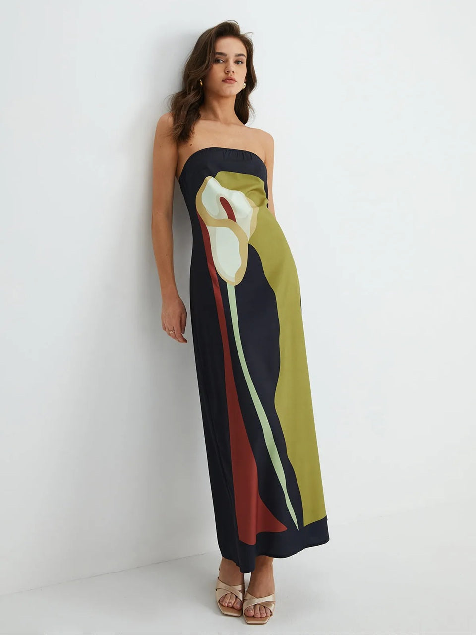 Calla Strapless Abstract Print Maxi Dress