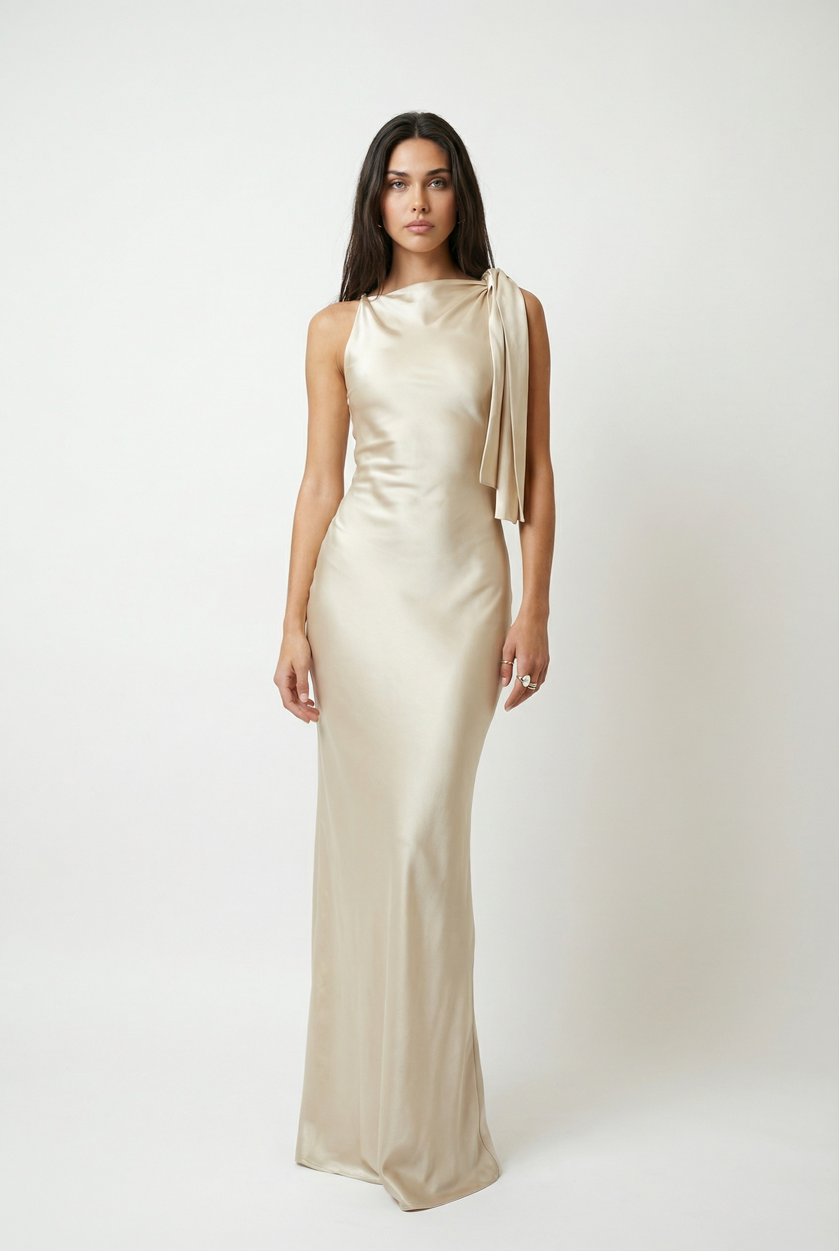 Knotted Shoulder Maxi Dress