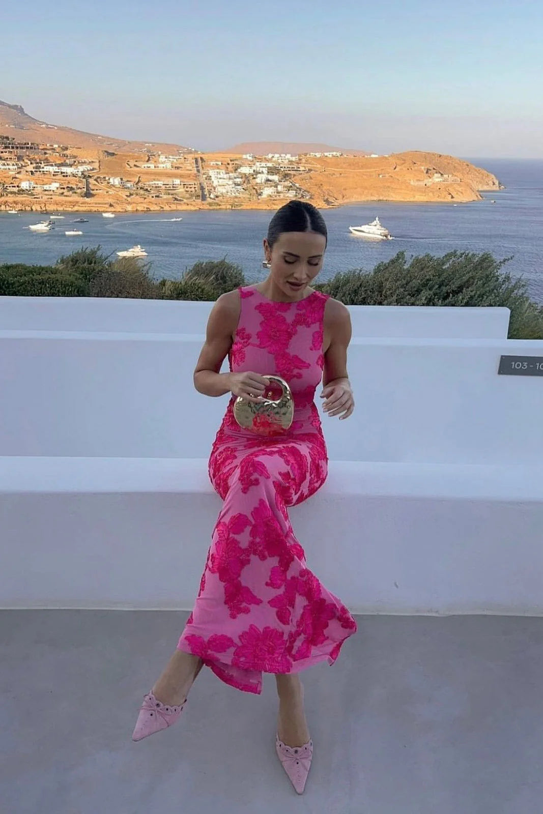 Embroidered Sleeveless Floral Summer Maxi Dress