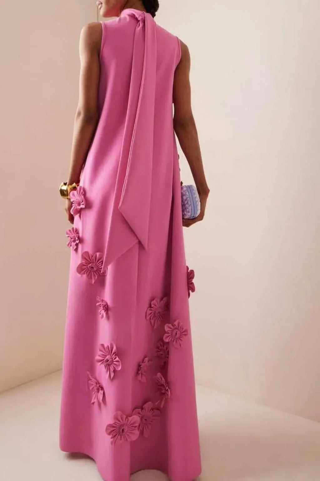 Floral Embellished Sleeveless Summer Maxi Dress