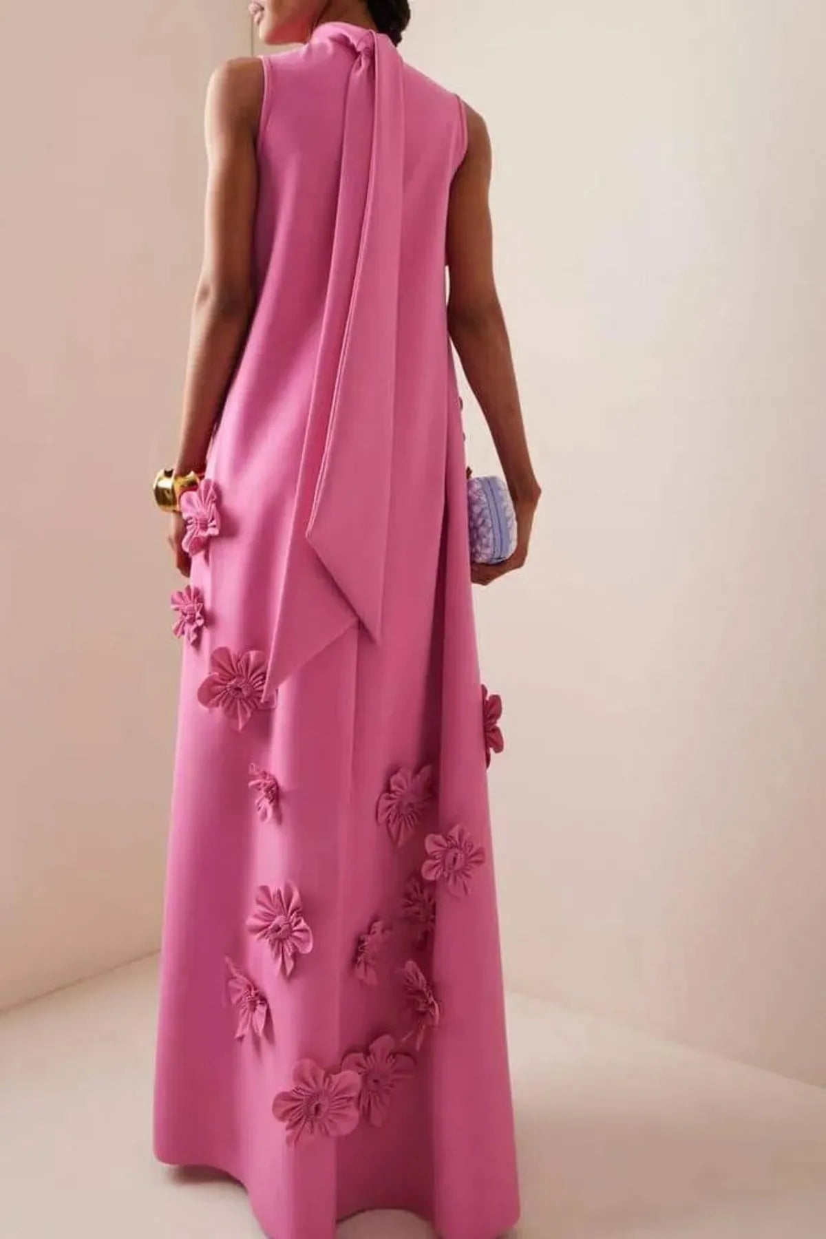 Floral Embellished Sleeveless Summer Maxi Dress