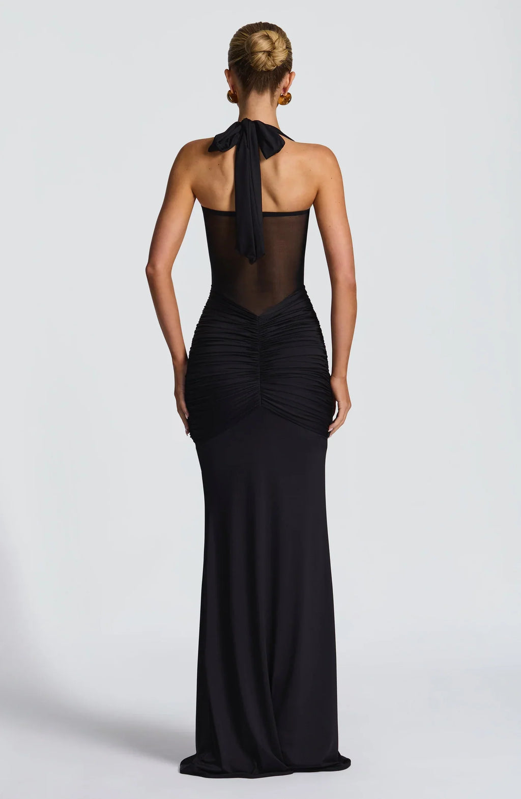 Halter Neck Ruched Maxi Dress
