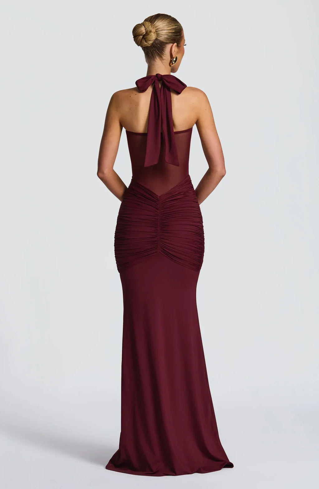 Halter Neck Ruched Maxi Dress
