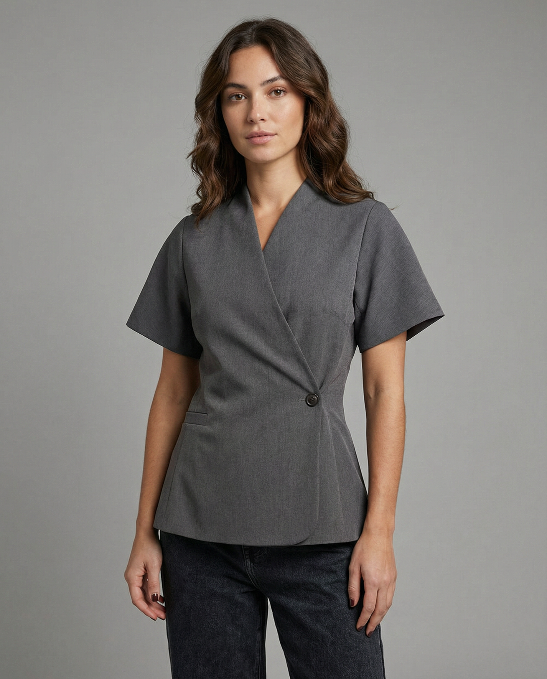 Tailored V-Neck Blazer Coat