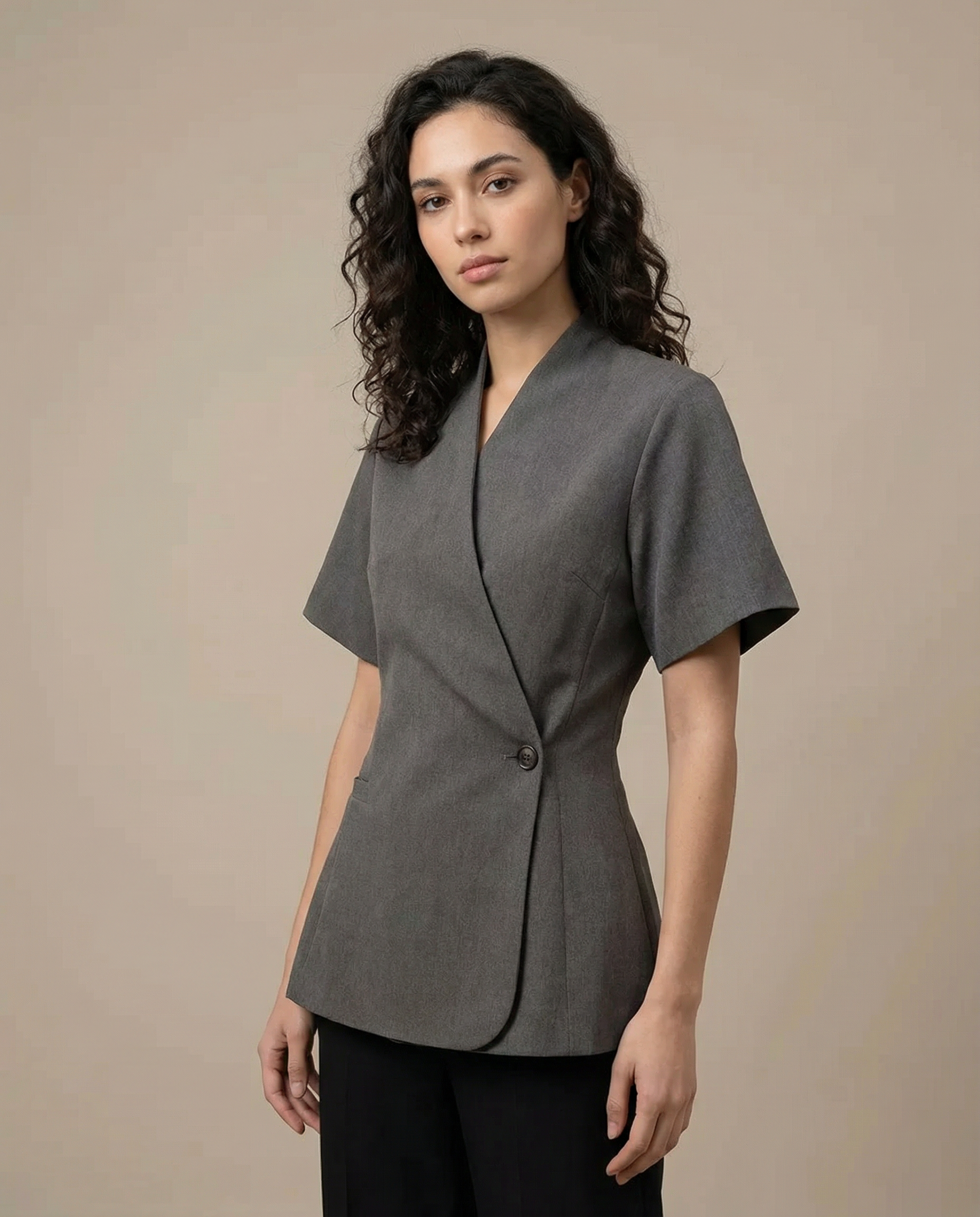 Tailored V-Neck Blazer Coat